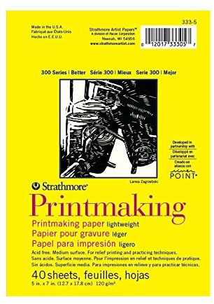 Strathmore Pro-Art Printmaking Paper Pad 5-inch x 7-inch, 40 Sheets, White