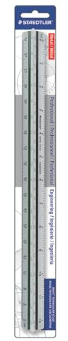 STAEDTLER Engineer Aluminum Triangular Scale, 12in Metal Ruler with Color-Coded Grooves, Weather-Resistant, 6 Scales (10-60 Parts per Inch)