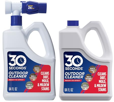 30 SECONDS Outdoor Cleaner 2 Pack with Hose End Sprayer - Cleans Stains from Algae, Mold and Mildew on Vinyl Siding, Deck, Patio, Brick and More