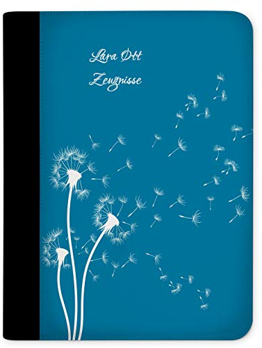 CreaDesign Customize A4 Zeugnismappe für Kinder - 26.7 x 32.7 x 1 cm, erweiterbar auf bis zu 20 Fächer, Sichtbuch ohne Klarsichthüllen, Blau Pusteblume Design, Dokumentenmappe für Schüler