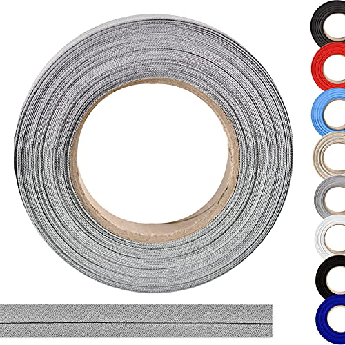 ME:NaMa Schrägband aus 100% Baumwolle - 10 m x 18 mm (gefalzt) - Hochwertiges Einfassband, Baumwollband, Schrägband - Ideal zum DIY-Nähen - In Belgien hergestellt, auf einer Rolle (Grau)