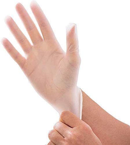 accurate Guantes desechables de vinilo transparente, de látex, sin polvo, uso para alimentos, seguridad, limpieza, etc. Paquete de 100 (medianos)
