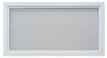 DEMLOU Rejilla de ventilación aluminio perforado con malla protectora – Blanco RAL 9016 – difusor aire caliente interior/exterior – rejilla rectangular 40x20 cm.