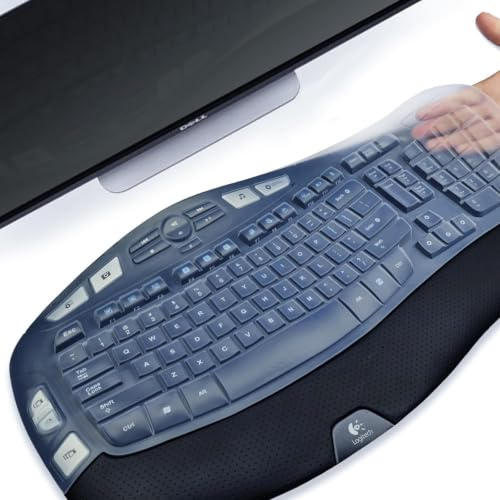 Tangentbordsskydd silikon för Logitech K350 MK550 MK570, tangentbordsskydd för Logitech K350 MK550 MK570 ergonomiska trådlösa tangentbord, vattentätt tangentbordsskal (genomskinlig)