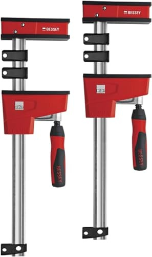 BESSEY 2 abrazaderas de cuerpo REVO KRE60-2K-SET, envergadura de 600 mm, proyección de 95 mm, carcasa de plástico reforzada con metal para mayor potencia y seguridad, peso 5,52 kg