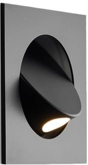 ICEMOB 3 W LED mural encastré pour escaliers, éclairage de chevet, luminaire de lecture, interrupteur marche/arrêt caché, blanc chaud réglable, carré noir, la tête de la lampe peut pivoter à 360 °