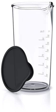 Arendo - Messbecher Kunststoff 600 ml – 20 Unzen – Klarsichtbecher transparent – ideal für elektrische Handmixer und Stabmixer – Trinkbecher