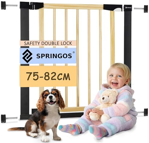SPRINGOS Trappskyddsgaller dörrskydd för fastspänning 75–82 cm