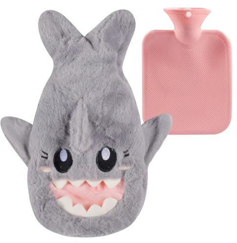 Wärmflasche mit Bezug,Wärmflaschen 1l,Auslaufsicher Groß Gummi Wärmeflasche,Herausnehmbarer Innenbehälter,Handwärmer für Kinder & Erwachsene, ideal für Schmerzlinderung