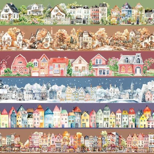 Stadt Landschaft PET Tape Washi Tape Vintage City Gebäude Washi Sticker Aesthetic Sticker Journal Zubehör Hausbau Washitape Scrapbook Stickers Town House Building Washi Tape Sticker Scrapbook Zubehör