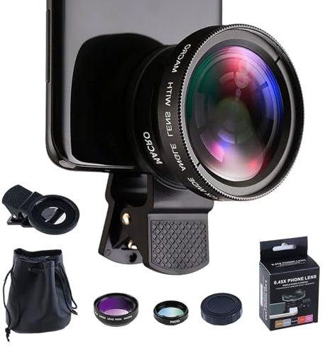 Objetivo 2 en 1 para cámara de teléfono móvil, objetivo macro 15X y lente gran angular de 0,45 x, juego de objetivos universal para teléfono móvil, adaptador de cámara con clip para la mayoría de
