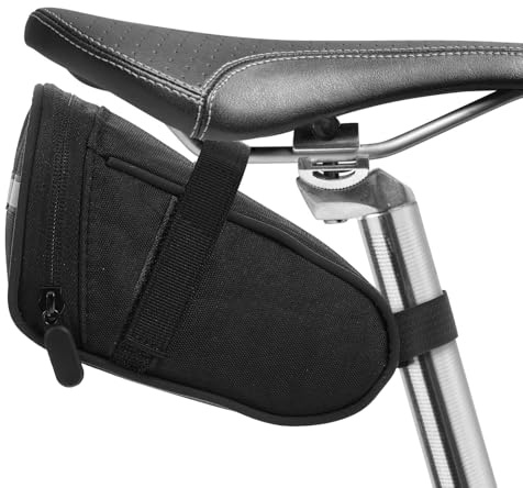 APLZGMG Reflective Bike Seat Bag, Black Bicycle Saddle Bag, Waterproof Bike Pouch, 18 x 8.5 x 10 cm Bikes Storage Bags, Cycling Accessories for Mountain Road Foldable Bikes