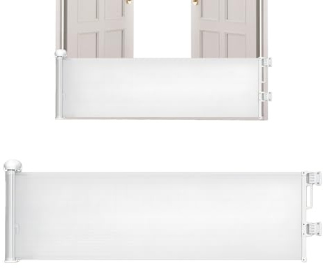 Griglia retrattile per cani, recinto di sicurezza, 45 x 150 cm, per animali e scale, per cani, per interni ed esterni, porte, scale e cuccioli