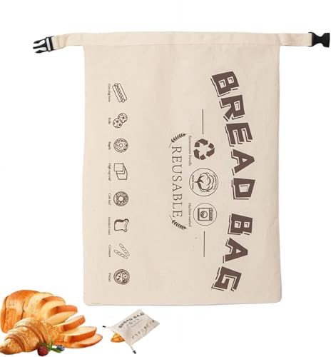 Lote de 2 bolsas para pan extra grandes de cera de abeja, bolsas reutilizables de algodón y lino para pan de masa madre y pan fresco, bolsas de almacenamiento portátiles para el hogar, los picnics