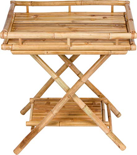 Statra Bamboo Butler Table With Removable Serving Tray, Natural