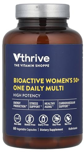 Vthrive BioActive Women 50+ One Daily Multivitamin, Women’s Multivitamin with Essential Vitamins and Minerals, Supports Healthy Aging and Daily Wellness, Gluten Free, Non GMO, Vegetarian, 60 Capsules