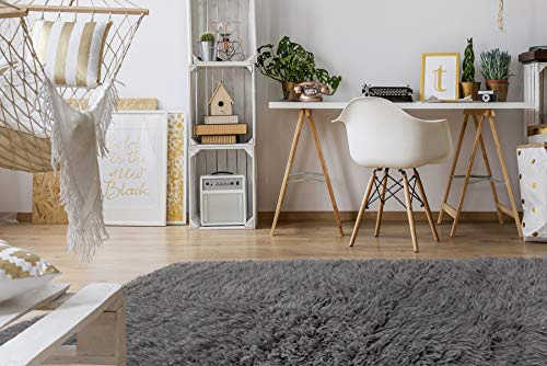 rugsx Flókati Alfombra de Lana Griega, para el salón, el Dormitorio, la habitación de los niños, Bed Cover, Color Natural, Gris 130x150 cm