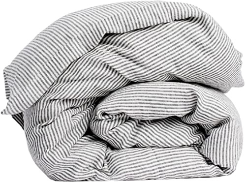 My Linen Home Couette en lin lavé (100% Stonewashed) 150x200 cm, bandes hypoallergéniques, thermorégulation et respirabilité Lavable en machine