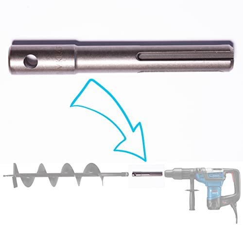 SDS MAX Erdbohrer Adapter für Pfahlbohrungen, Pfähle, Zäune. Für Hand Bohrmaschine - Nutze deine Schlagbohrmaschine als Brunnenbohrer - Erdlochbohrer Adapter für Bohrer BLUMKRAFT