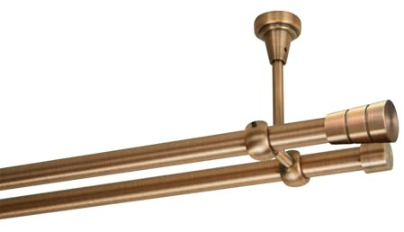 Gardinenstange 240 cm Deckenmontage | Vorhangstange 2 läufig Ø 19mm | Kupfer Antik Vintage-Look Retro-Stil | Sferic