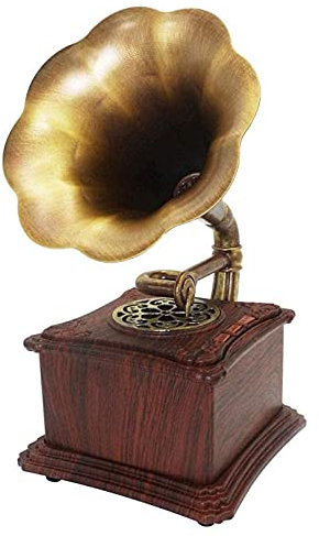 Tocadiscos Retro, Madera Maciza Mini Vintage Retro Estilo clásico Fonógrafo Forma de gramófono Sistema de Sonido de Altavoz estéreo