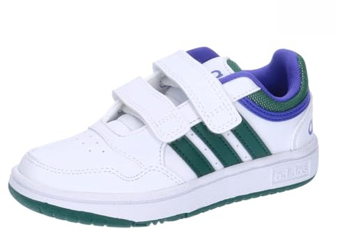 adidas Hoops Lifestyle Basketball Hook-And-Loop Shoes, Scarpe, Cloud White/Collegiate Green/Lucid Blue, 31.5 EU