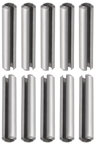 DTGN 8mm x 40mm(DxL) Slotted Spring Pin - 10Pack - Good for Home Machine Fastener - 304 Stainless Steel Spring Dowel Tension Roll Pin - Silver