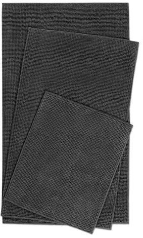 Moderner Chenille Badteppich von WECONhome Basics - rutschfest, Waschbar, Saugfähig - Stilvoll für jedes Badezimmer – Balu (70 x 120 cm, grau anthrazit)
