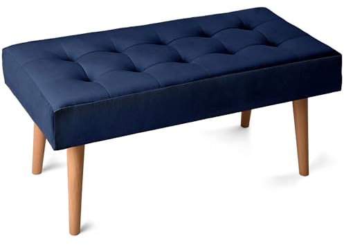 MG Design Upholstered Bench 17.7 x 35.4 in (45 x 90 cm) – Modern Padded Bench Seat with Wooden Legs for Hallway, Bedroom or Living Room