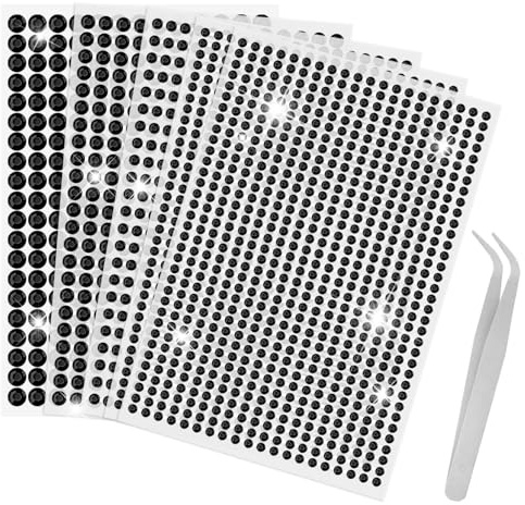 Sularpek Lot de 2 542 autocollants en strass, 5 pierres précieuses autocollantes, feuilles de strass en acrylique pour loisirs créatifs, décoration des ongles, du visage, du maquillage, avec pince à