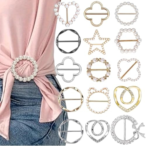 Azttior 15 pezzi Spille per Vestiti – Clip per Camicie Donna, Ferma Foulard Donna, Spilla per Vestiti & Spille Gioiello per Vestiti, Cinch Clip, Fibbia per Cintura