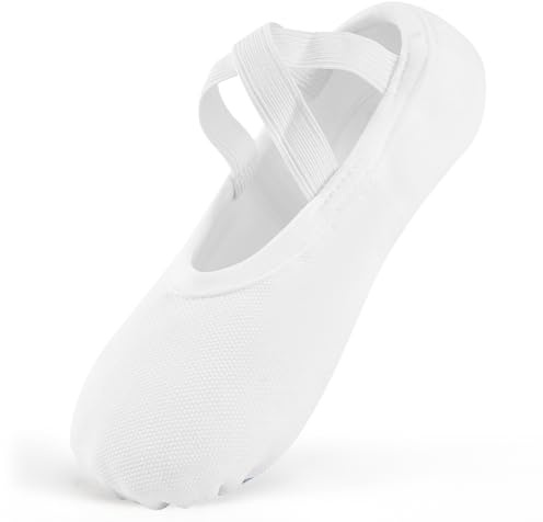 Ulicox Chausson de Ballet Fille Demi Pointe Danse Classique Femme Élastique Chaussure Danse pour Yoga Performance Gymnasti Blanc 36