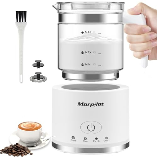Milk Frother Electric 4 in 1 - Morpilot Automatic Milk Frothers 500ML Large Capacity Milk Steamer and Heater Hot & Cold Milk Warmer for Coffee Latte Cappuccino