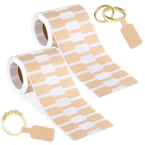 1000 Pcs Jewelry Price Tags Stickers - 2 Rolls Self Adhesive Blank Jewelry Price Tags Stickers - Easy Peel Off Pricing Sticker for Rings, Bracelets, Necklaces, Crafts