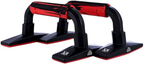 DIYEAH Barres de Pompes de H Rouge et Noir, Support Musculation Bras Poignées Eva Antidérapantes, Tube Tpr Résistant Jusqu'à 300 Kg, Équipement Fitness pour Entraînement Maison et Salle