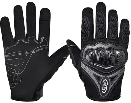 Tyenaza Guantes de Motocicleta para Hombre y Mujer, Guantes de Moto con Pantalla táctil de Dedos completos para BMX, ATV, Carreras de Carretera, Ciclismo, Escalada y Motocross. (L)