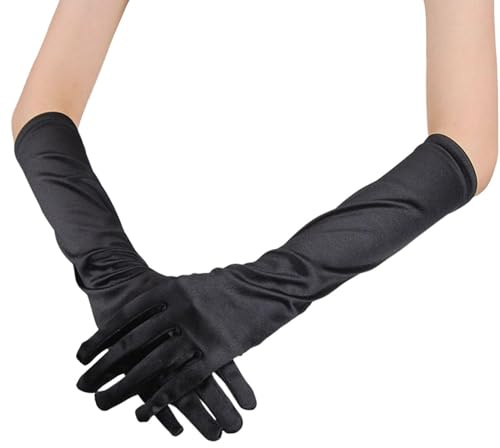 Generico Svarta långa handskar, färgglada cosplay-handskar, satinhandskar | ventilerande 20-tals bröllopsbalklänningar för damer