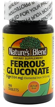 Nature's Blend Ferrous Gluconate Tablets, 100 Count
