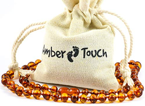 Baltic Amber Necklace for Adult - Natural Amber from Baltic Region, Genuine Baltic Amber (17.7 inch, Cognac)