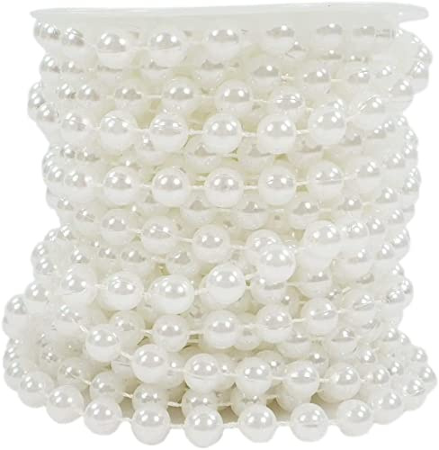 Sepkina, filo di perle decorative, adatto per il Natale, l’Avvento, i matrimoni e come decorazione per la tavola S-p6-01-weiss-10m