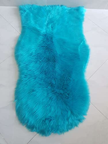 RCYF Lambskin Sheep Skin 100% Polyester Faux Fur Soft Door Mats Rug (Teal, 60X90)