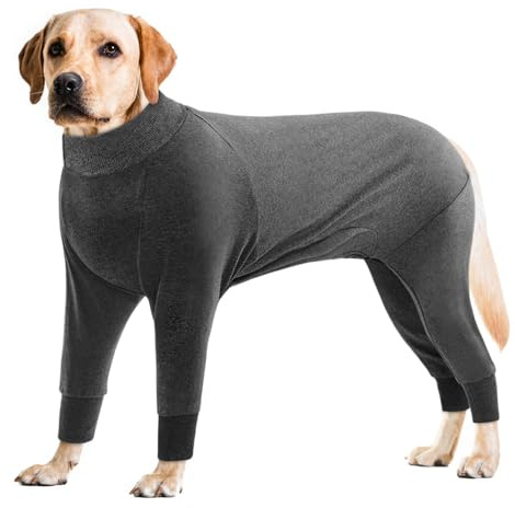 CITÉTOILE Traje de recuperación para Perros y Gatos Grandes, Camisa de Pijama Protectora de Manga Larga para Mascotas, Body Quirúrgico para Mascotas, Alternativa de Cono, Gris, M