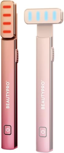 BEAUTYPRO LED Facial Wand Red & Blue Light Therapy Face & Neck Massager Microcurrent & Heat for Anti-Ageing Wrinkles Firming & Skin Renewal