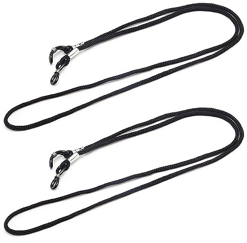 RUNFENG 2 Pcs Glasses Straps,Sunglasses Chain Men,Glasses String around Neck Women,Adjustable Glasses Cord,Sunglasses Retainer Lanyard for Eyeglasses Specs (black)