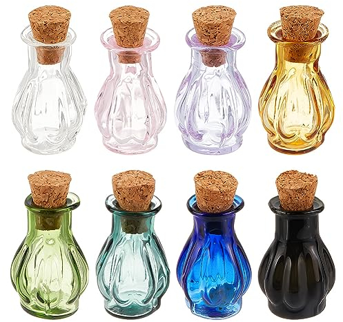 PH PandaHall 8pcs Colored Tiny Spell Jars, 8 Colors Mini Glass Bottles Cute Wishing Bottles with Cork Stoppers Miniature Drifting Bottle for DIY Christmas Party Wedding Decoration Jewellery Making
