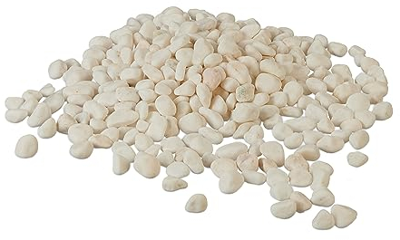 Relaxdays Graviers décoratifs pour Le Jardin, 5 kg, 5-15 mm, en marbre, Parterre, Pot de Fleurs, Tombe, Blanc