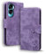 TEDTIKJT Hülle für Honor 90 Lite 5G 6.7 2023 - Premium PU Leder Flip Wallet Schutzhülle Mit Ständer, Kartenfächer und Magnet - Violett Katze