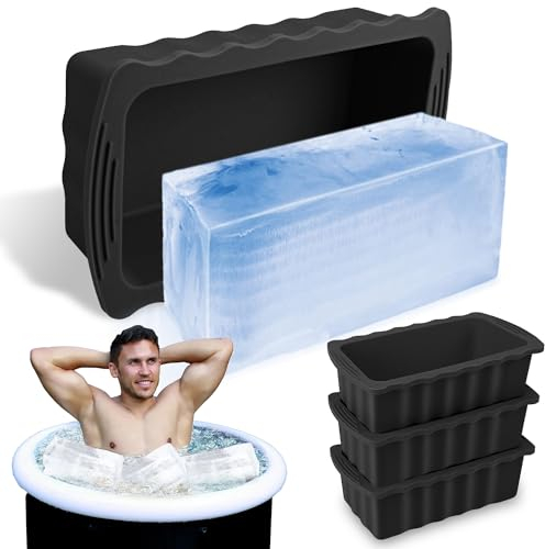 Hydream 4Stück 1,36kg Eiswürfelform, Dicke Silikon Große Eiswürfelformen Eiswürfelschalen Wiederverwendbare Ice Cube für Eisbad Tonne Badewanne Eisbadewanne Kalte Tauchbecken Kühler Ice Bath -Schwarz
