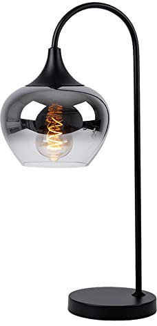 GLOBO LIGHTING - Lampada da tavolo con sfera in vetro fumo, per camera da letto, 1 attacco E27, lunghezza 27,5 x 18 x 54 cm