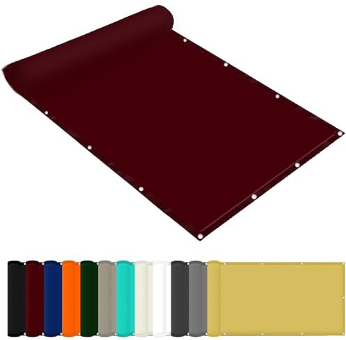 Garden Screening 2.2 x 2.4 m(7.2 x 7.9ft) Waterproof Patio Sail Pergola with Free Rope UV Block Weather-Resistant with Grommets Pes Sunshade for Yard Backyard Lawn Plant, Red Wine